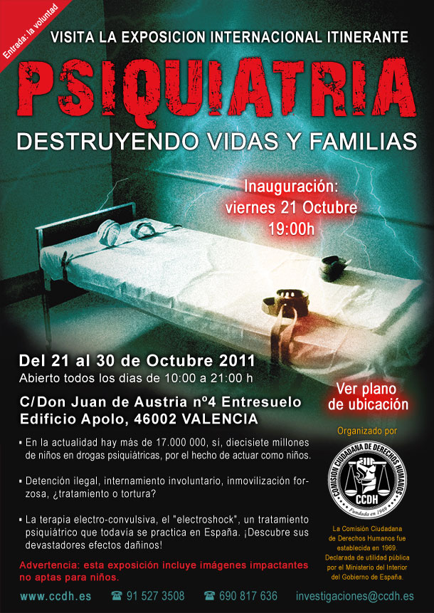Exposición en Valencia “Psiquiatría: destruyendo vidas y familias”